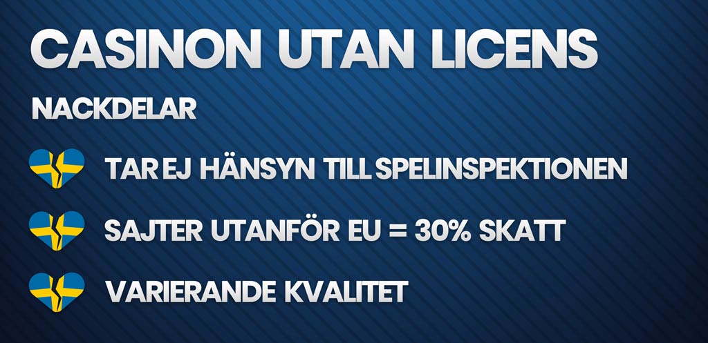 nackdelar med casino utan licens